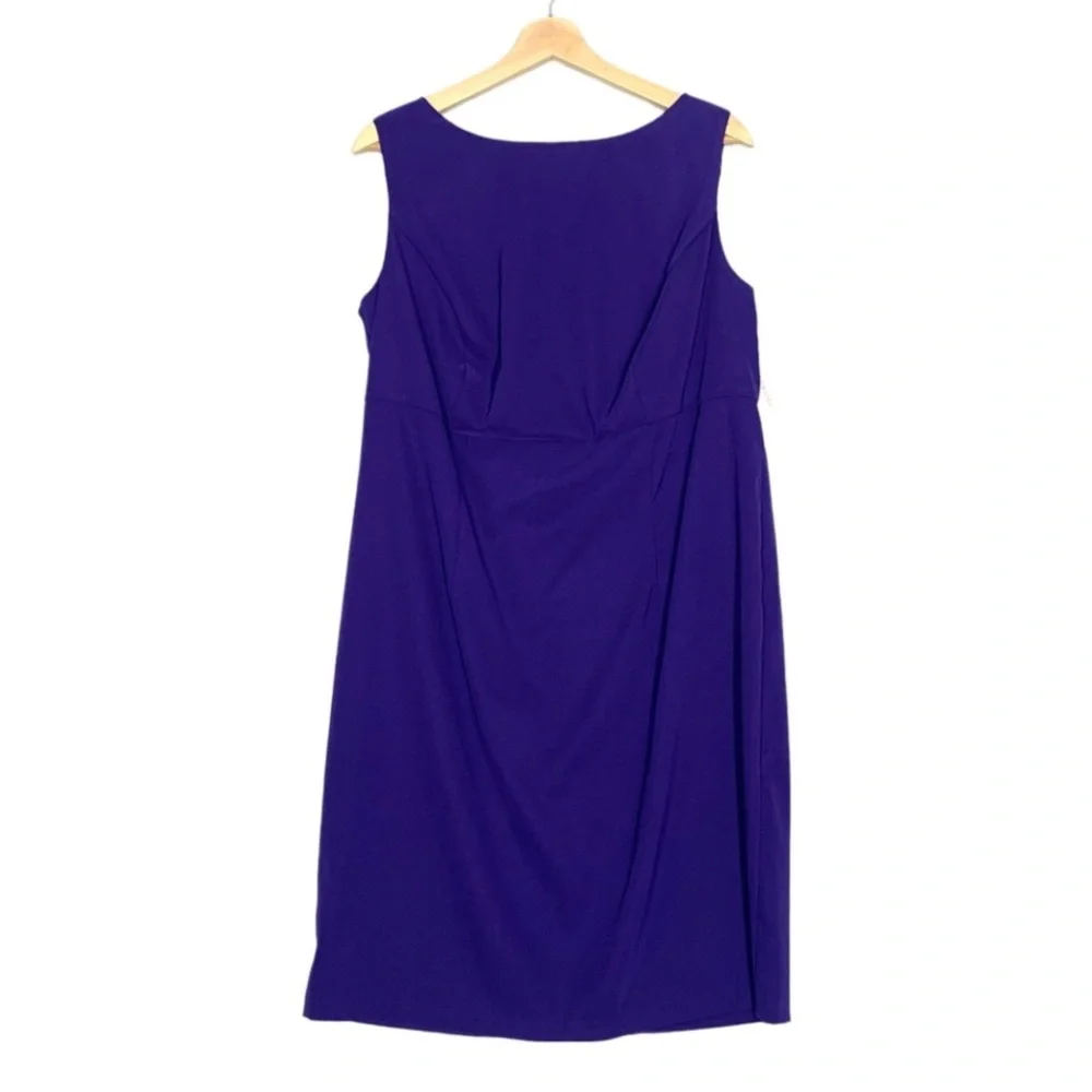 Dress Barn Purple Shift Dress Size 14W Sleeveless Round Neckline Midi Length NWT